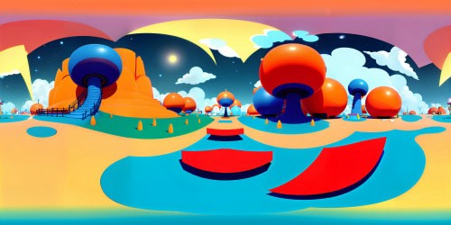 Poppy Playtime-inspired VR360 backdrop, strikingly colored toy factory, gigantic, mischievous toys, playful, ominous atmosphere. Integrated with ultra high-res, vivid details, Pixar-style animation elements. Huge emphasis on VR360 immersion, brilliant lighting effects, captivating masterpiece quality visuals.