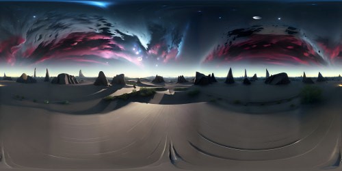 Masterpiece VR360 lunar surface, ultra high-res, apex of texture detail. VR360 glossy obsidian lunar landscape, midnight void backdrop, Earth grandeur, premium digital art space-style. VR360 play of light-shadow, ethereal celestial hues. Apex VR360 craftsmanship, gray moon dust, echoing emptiness in cosmic vastness.