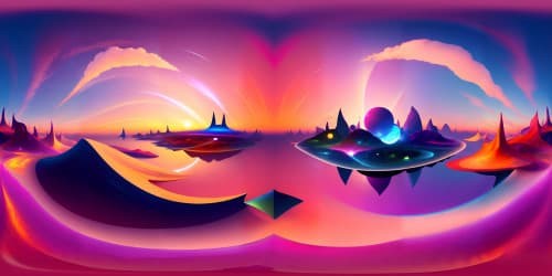 Ultra high resolution VR360, vibrant sunset palette, stellar blush of hues, masterpiece sky, gradient twilight, ethereal dusk, VR360 canvas, refined illumination