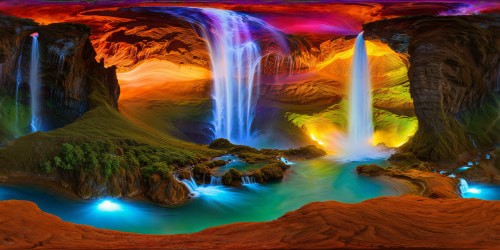 An awe-inspiring alien world with cascading waterfalls, iridescent flora, colossal crystal formations, vibrant bioluminescent glow, swirling cosmic skies, and enchanting distant landscapes; a flawless, high-resolution masterpiece of otherworldly beauty.