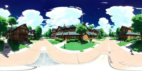 Deluxe VR360 view of South Park village, iconic anime style, Stan, Kyle, Kenny, Cartman figures highlighted, glossy details, ultra-high resolution, riveting masterpiece