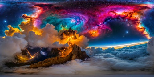 A mesmerizing cosmic tapestry of a spectacular nebula, ablaze with vibrant hues and dancing astral entities, captured in impeccable Ultra High-Resolution brilliance.