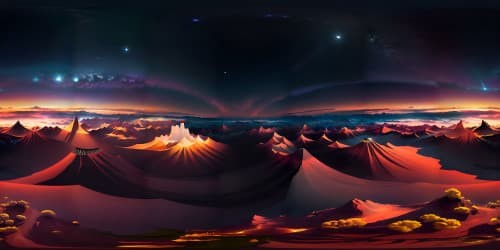 Masterpiece quality, ultra-high resolution, obsidian night sky, glittering constellations, VR360 panoramic mountain outlines, inky silhouettes, dramatic chiaroscuro. Style: Hyper-realistic, digital painting, immersive VR360 mountain landscape, focus on textural contrast.