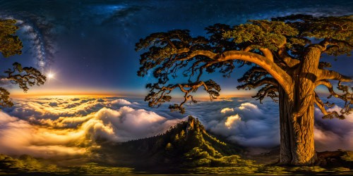 A dense forest enveloped in deep shadows, where ancient trees loom tall under a starlit sky, their twisted branches reaching like spectral fingers towards a misty moon.