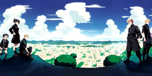 jujutsu kaisen, gojo, on the rooftop of a neocity