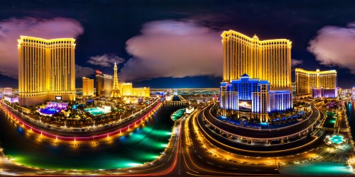 A flawless ultra-high-resolution depiction of the bustling Las Vegas streets at night, where radiant neon lights cascade over luxurious sports cars and extravagant casinos, every intricate detail meticulously preserved, creating a mesmerizing visual masterpiece of the vibrant nocturnal cityscape.