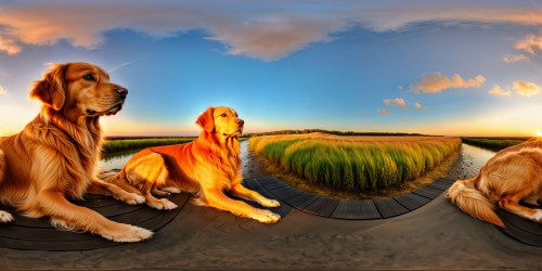 A masterfully detailed portrait of a majestic golden retriever under the soft glow of a flawless sunrise, pristine fur catching the first light, every hair and whisker captured in ultra-high resolution detail.