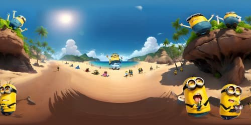 Minions in Despicable Me. (ON THE BEACH)