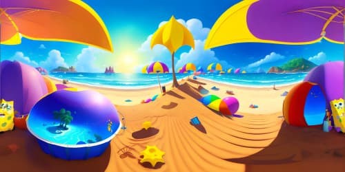spongebob on  the beach