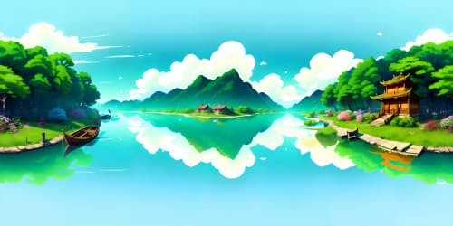 Chinese ink, misty clouds, solitary boat drifting in the cold tranquil river, masterpiece, traditional, classical