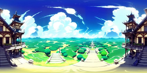 Masterpiece aesthetic, ultra-high definition visuals,  intricate detailing, optimised VR360 clarity, Renaissance-inspired sky, baroque-adorned clouds, expertly crafted VR360 lighting, digital fresco, vibrant color palette, HD texture richness, grand scale perspective.