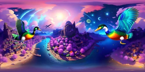 Mallards(kind of birds) flying in the sky