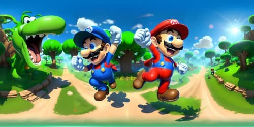 Super mario character Mario and Luigi(in green pants and cap)