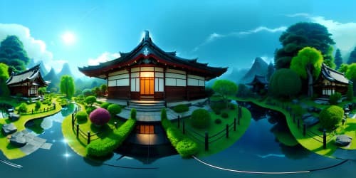 This is a Japanese style house.The house has a beautiful garden and tori shrine. The house is surrounded by forest. 