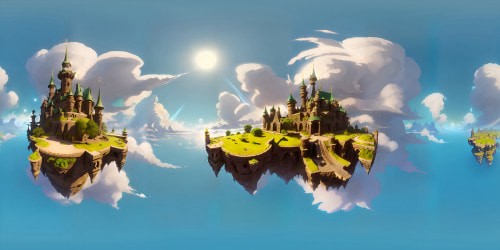 Wondrous castle floating above the clouds