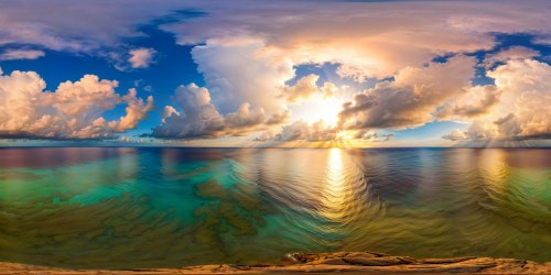 create ocean and sky and clouds multicolor