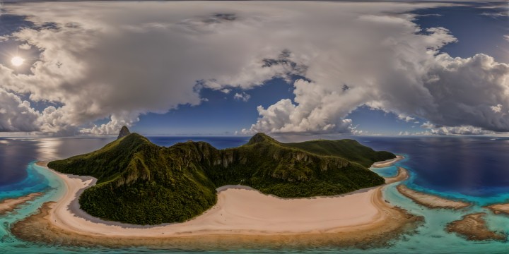 A picture-perfect tropical paradise with flawless swathes of golden sand, pristine azure waters reflecting the dazzling sunlight, vibrant palm trees dancing gracefully in the soft sea breeze, all meticulously captured in ultra high resolution to unveil every minute detail of this stunning masterpiece scene.