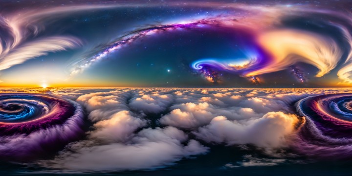 An extraordinary cosmic vista of swirling galaxies in a sea of deep purple, black, and blue hues, a flawless ultra-high resolution digital masterpiece capturing the infinite beauty of space.