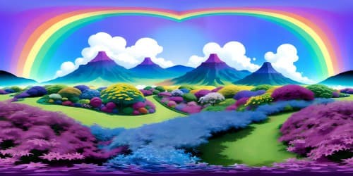 Ultra-HD, masterpiece, VR360 skyview, Japanese botanical garden, dazzling rainbow spectrum flora. Minimalist foreground, expansive floral panorama emphasis. Steeped in Realism, whimsical touches, amplified color vibrancy maximizes VR360 allure.