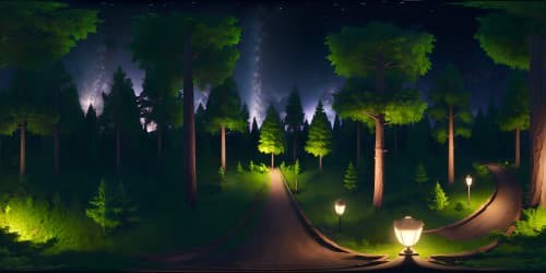 forest at night with stars in the sky